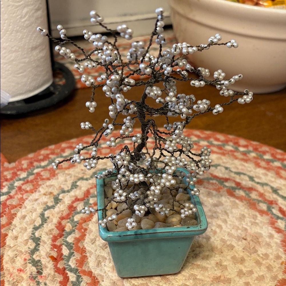 Elegant Pearl Bonsai Tree in Aqua Planter